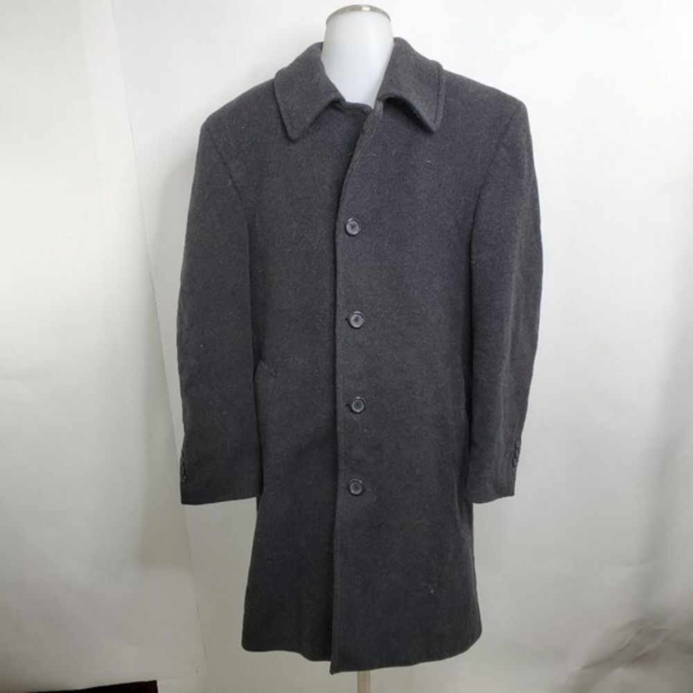 Chaps Coat 36R 36 R Wool Cashmere‎ Gray Overcoat Th